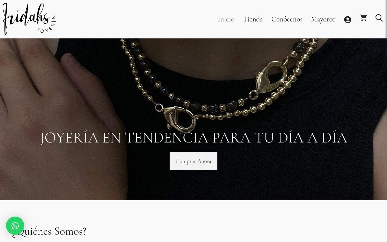 FridaHS Joyería online storefront showing personalized jewelry pieces