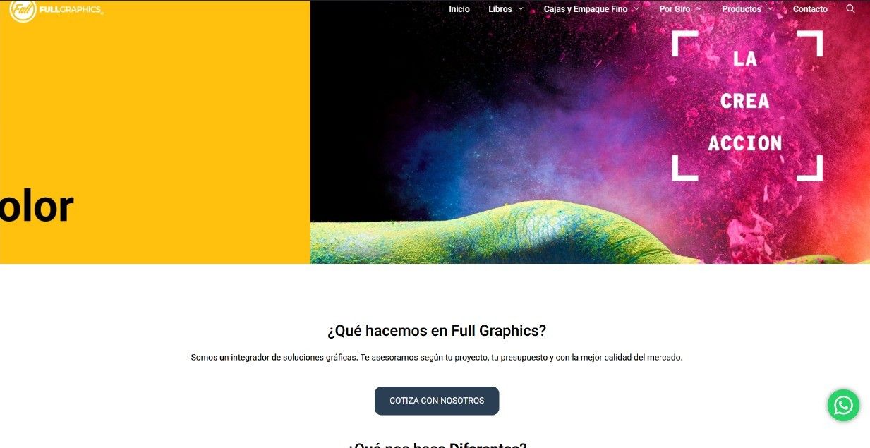 Full Graphics website showcasing premium printed products and packaging